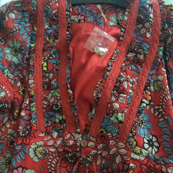 Free People Cassis Printed Chiffon Dress Fairy Bohemian Whimsical Romantic - Picture 13 of 15